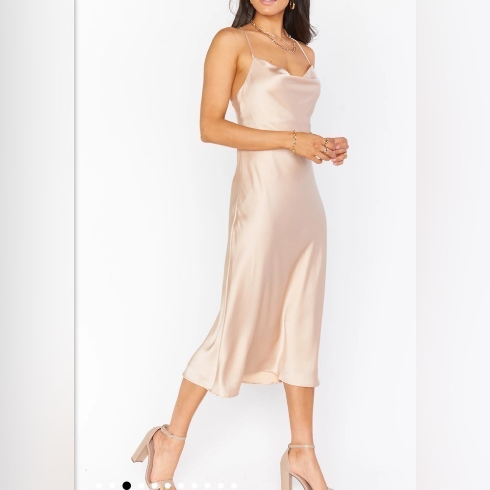 Show Me Your MuMu, Verona Cowl Dress, Medium in Champagne Luxe Satin